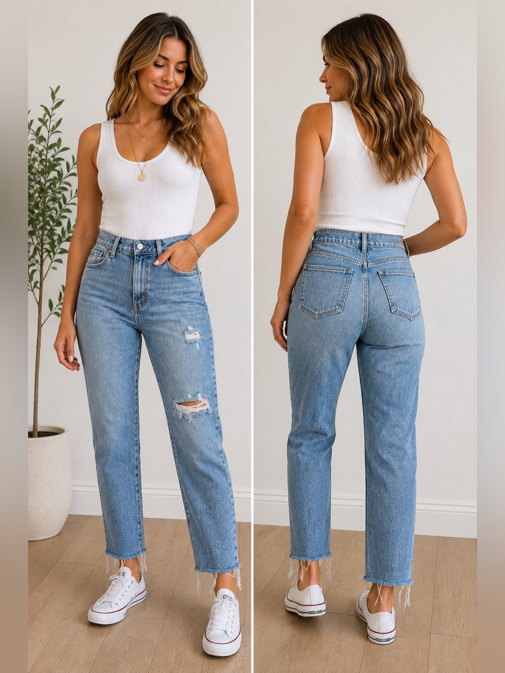 Rewash Light Wash Distressed High Rise Straight Jeans Size 7/28